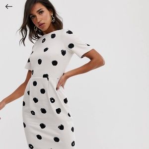 ASOS DESIGN midi wiggle dress in mono spot